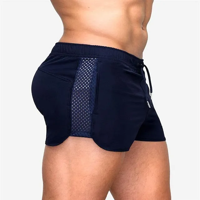 3-Inch Hollow Mesh Men's Board Shorts - Black/Blue Streetwear Sporty Style