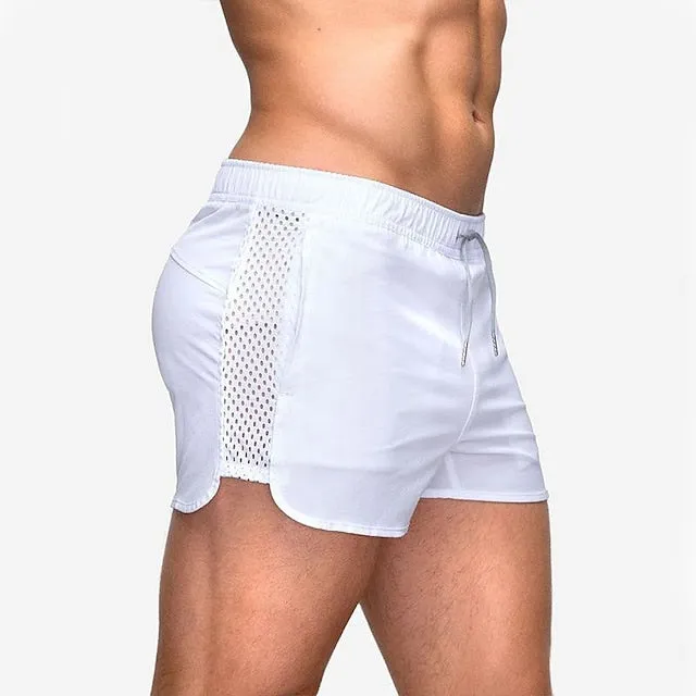 3-Inch Hollow Mesh Men's Board Shorts - Black/Blue Streetwear Sporty Style