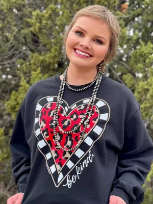 BE KIND LEOPARD HEART SWEATSHIRT