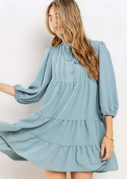 Beautiful in Blue Flowy Dress Made in USA