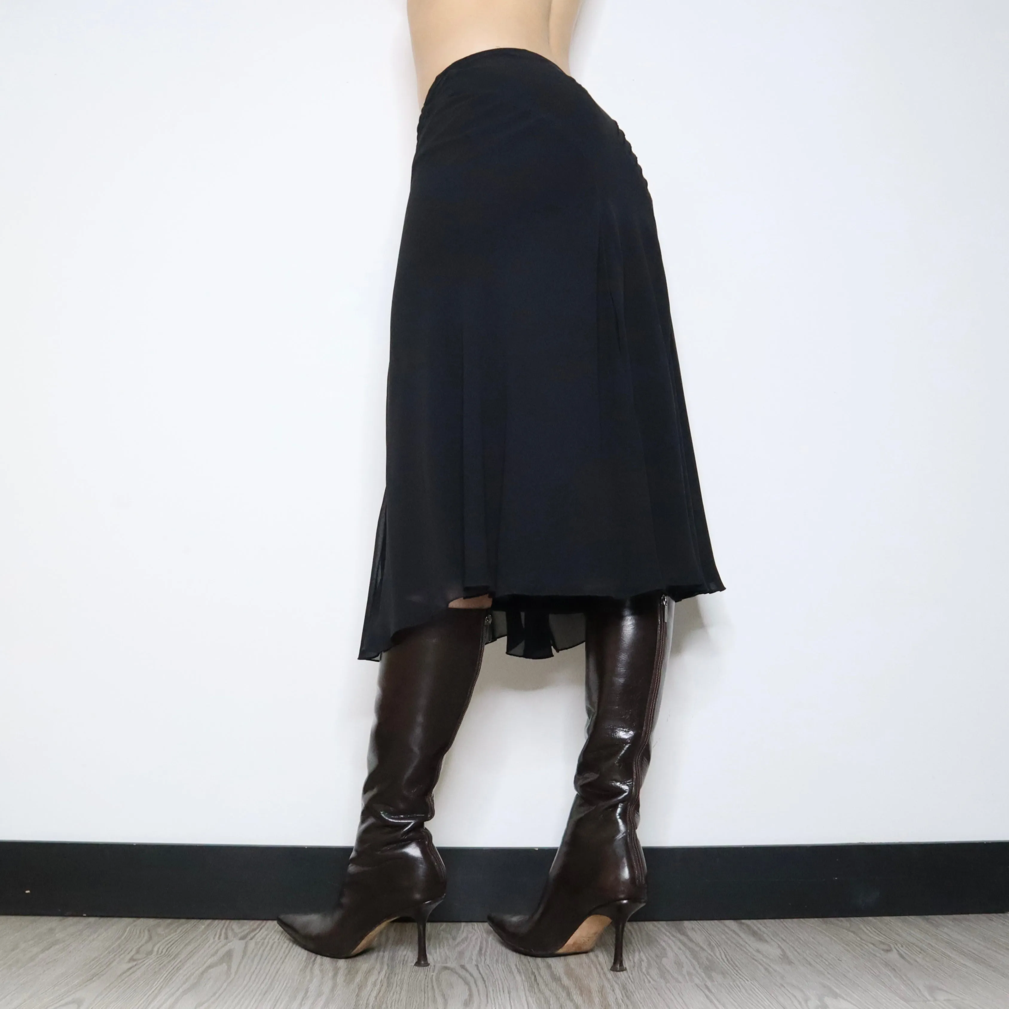 Esprit Flowy Black Midi Skirt (Small) 