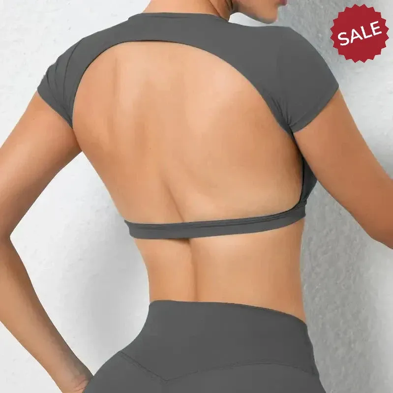 Hearuisavy Sports Shirts  Breathable Backless Workout Crop Tops