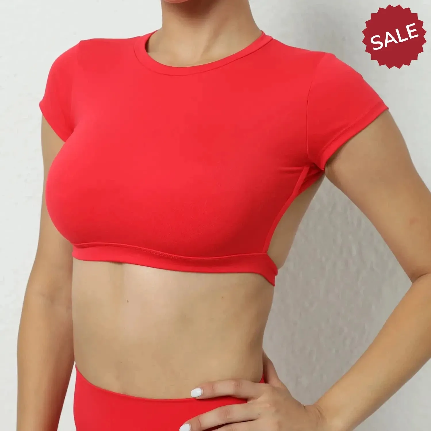 Hearuisavy Sports Shirts  Breathable Backless Workout Crop Tops