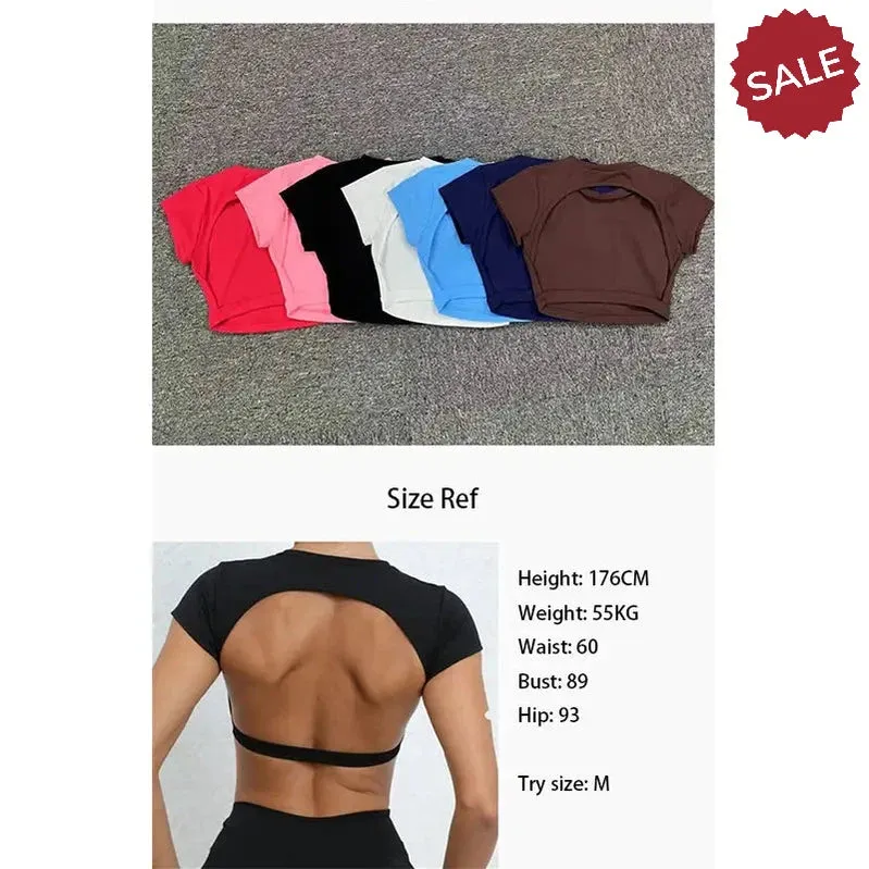 Hearuisavy Sports Shirts  Breathable Backless Workout Crop Tops