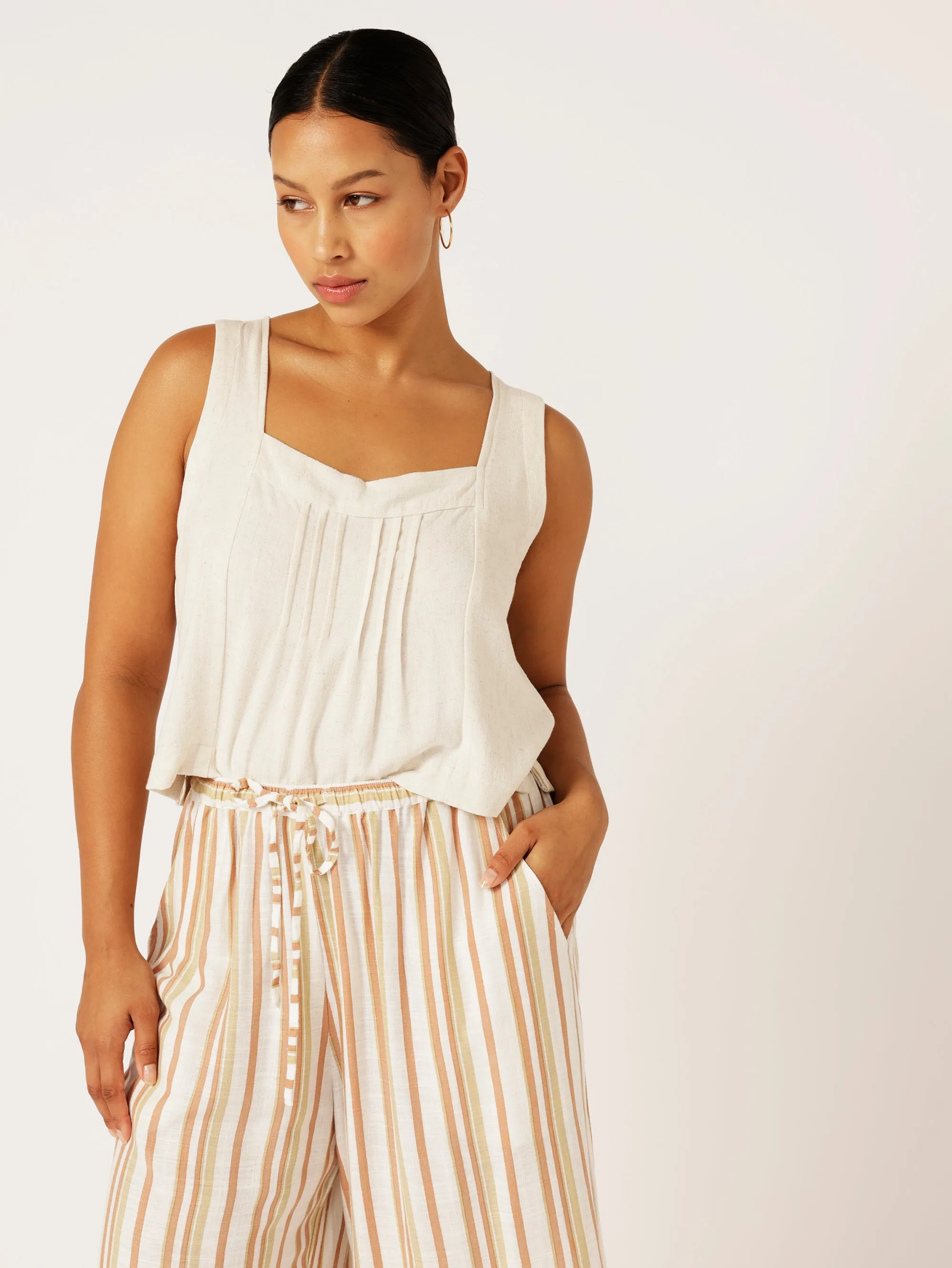 Lotus Tank Cropped | Wheat | Viscose Linen