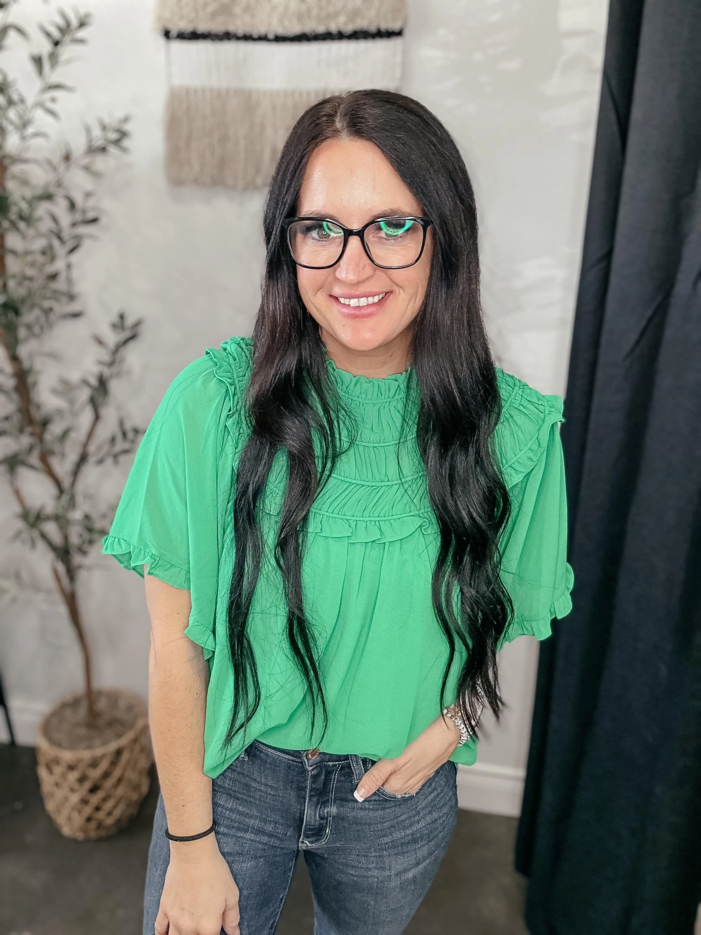 Lucky Charm Green Semi-Sheer Blouse