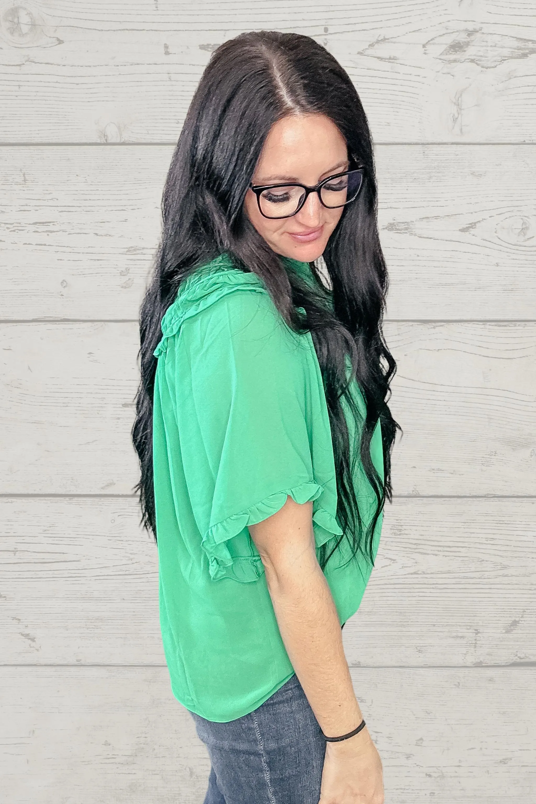 Lucky Charm Green Semi-Sheer Blouse
