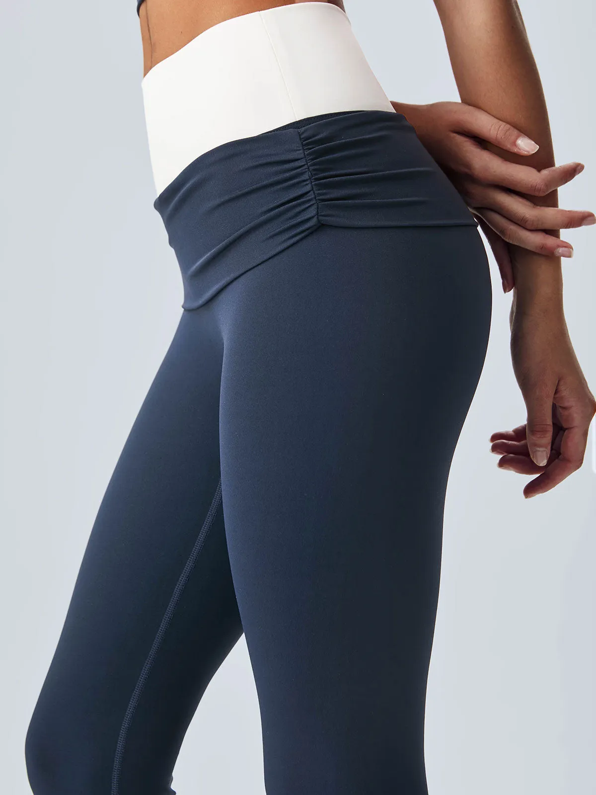 Navy Contrast High Waisted Leggings 24”