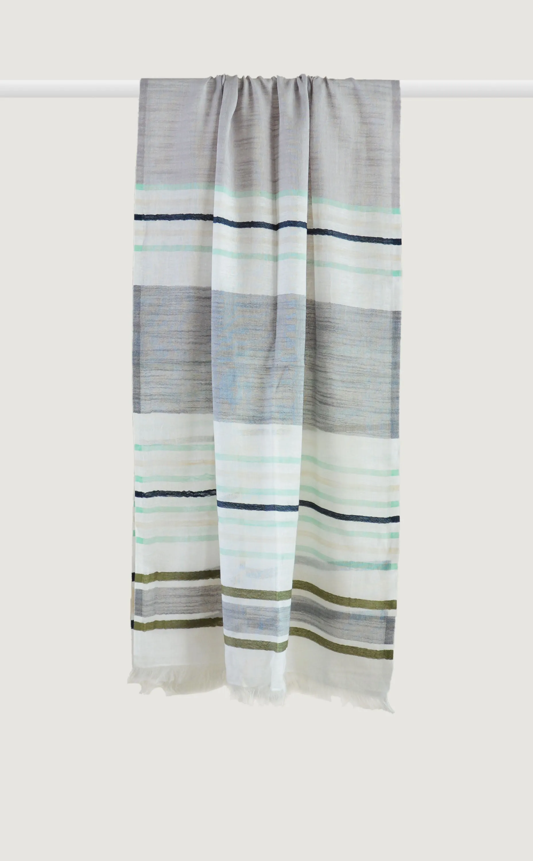 Olive Grey Cotton Linen Stole