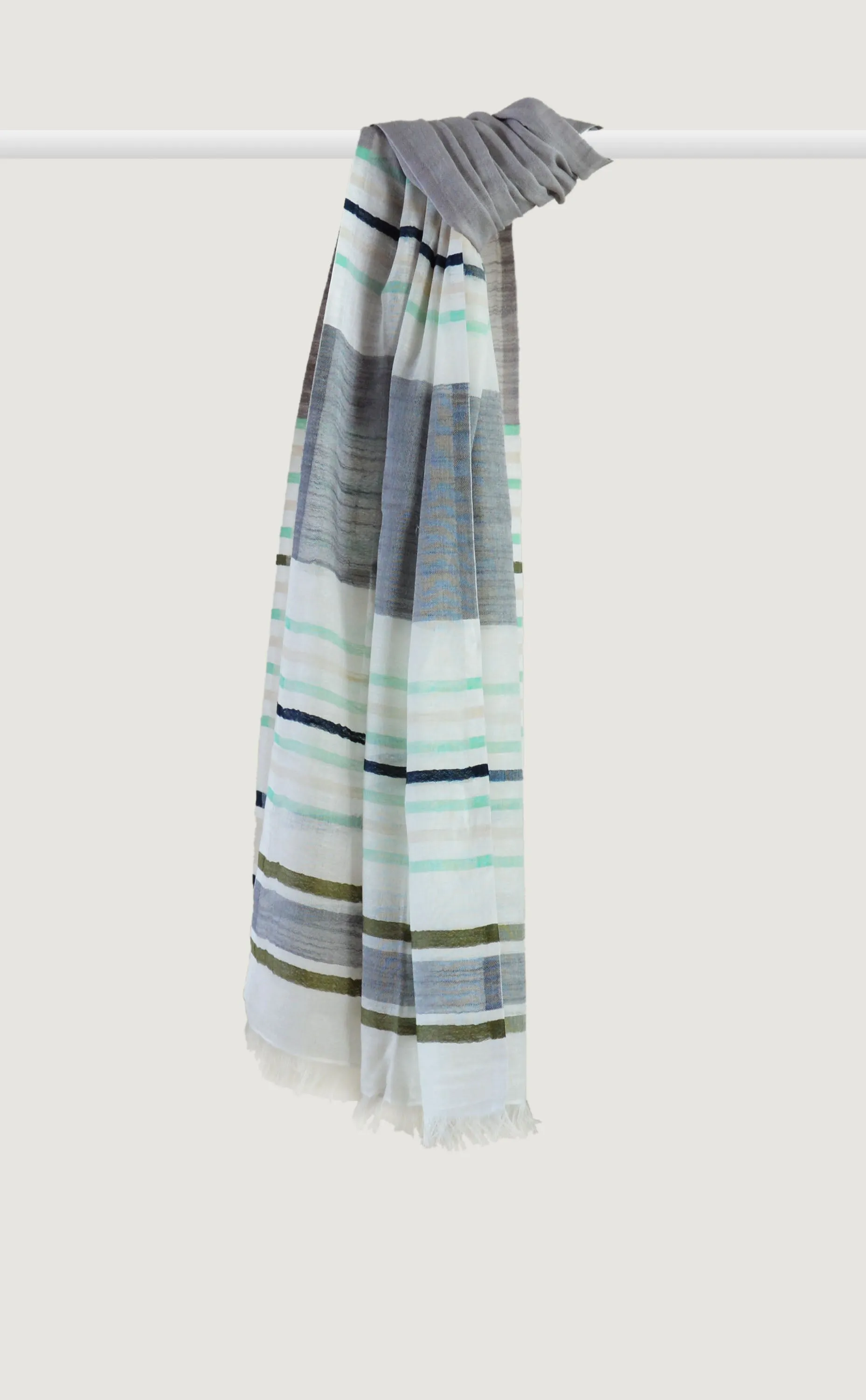 Olive Grey Cotton Linen Stole