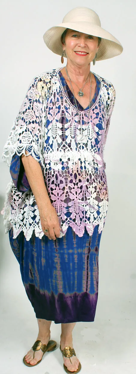 Ombre Dyed Cotton Crochet Lace Top Boho Hippie Goddess Gal