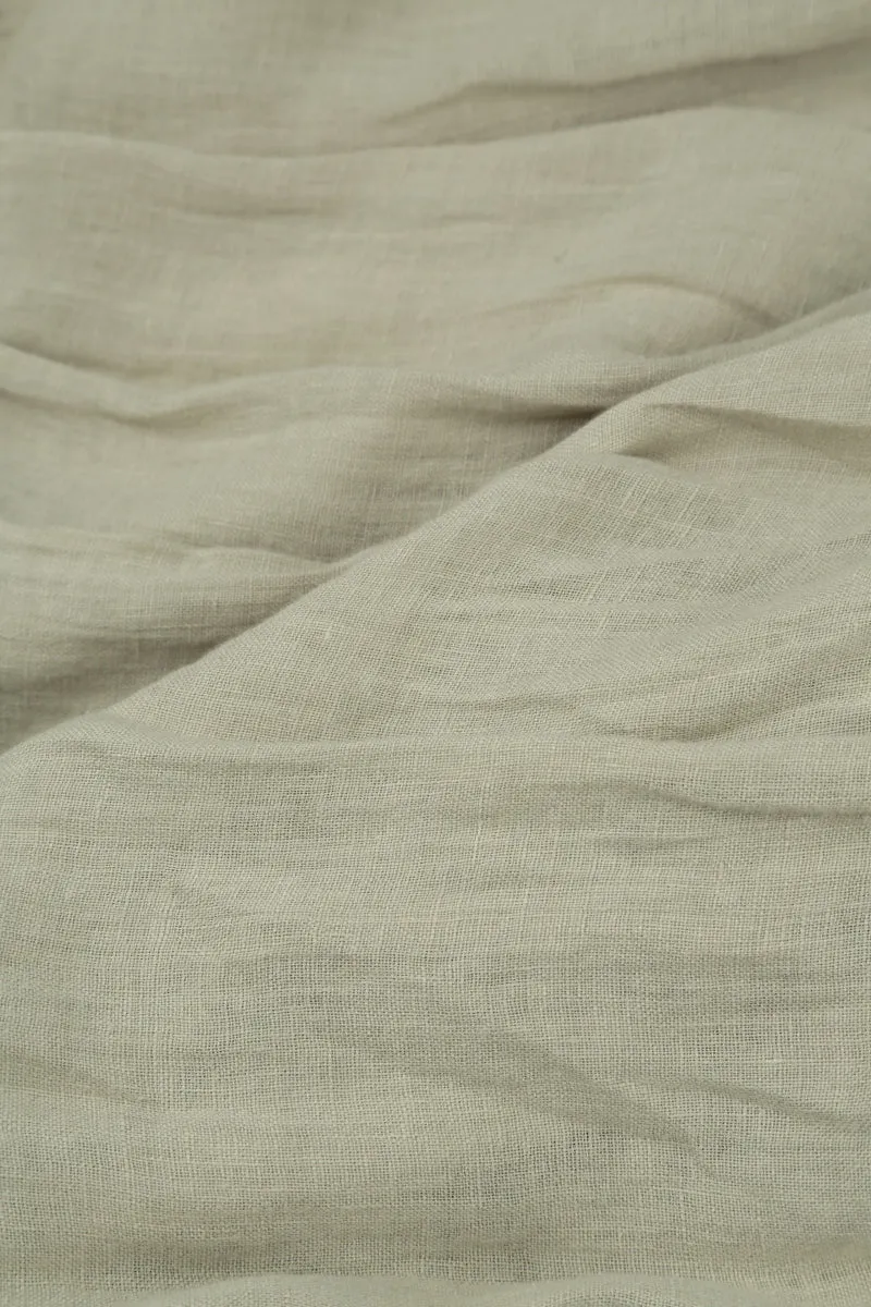 Ruffled Laurel Green Gauze Linen Blouse