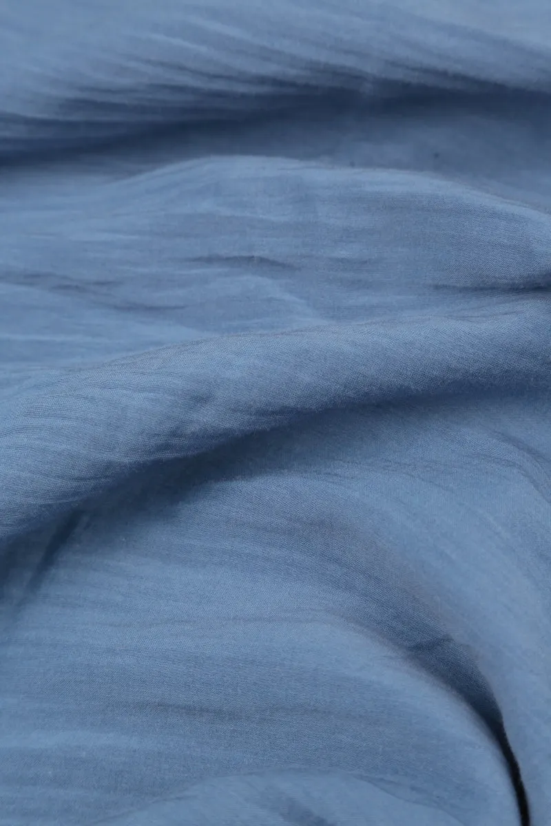 Ruffled Layered Blue Nova Silk Cotton Tunic