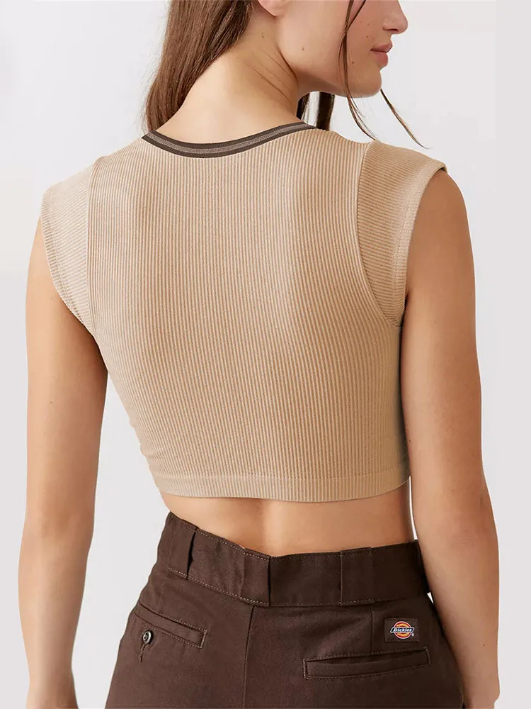 Sleeveless Slim Fitted Ribbed Crop Tops