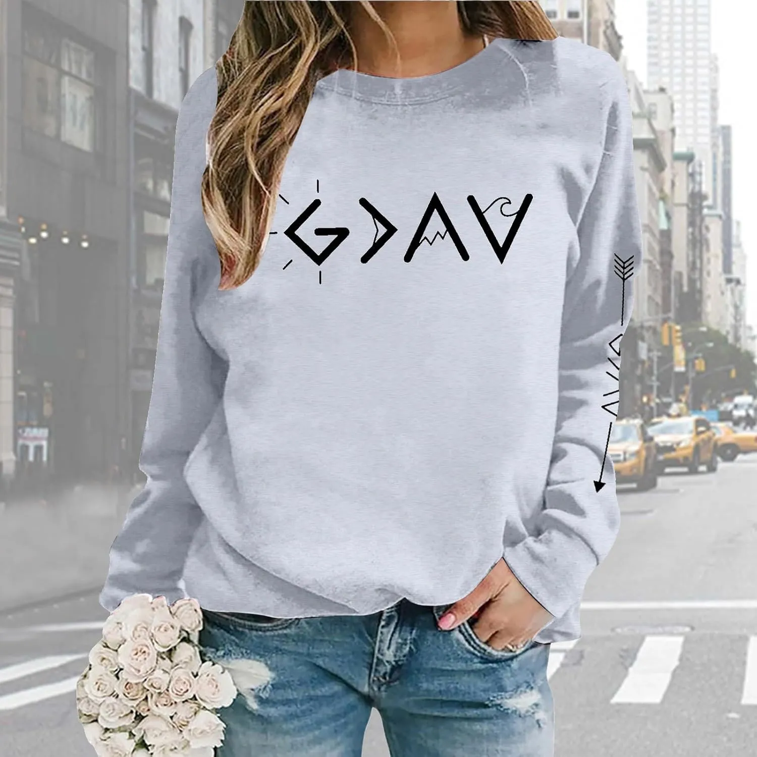 Womens Sweatshirt Trendy Casual Comfort Tshirts Drop Shoulder Long Sleeve Round Neck Oversized Sweatshirts Outfits